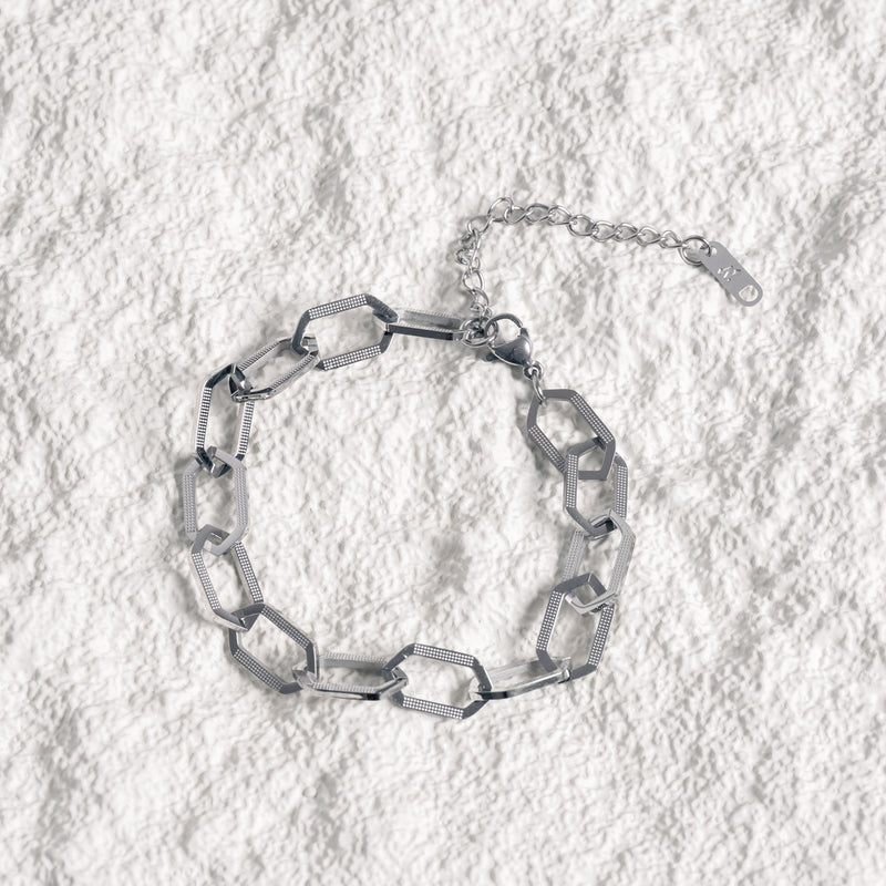 Hex Chain Bracelet - Silver