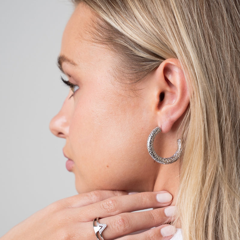 Rosa Hoop Earrings - Silver