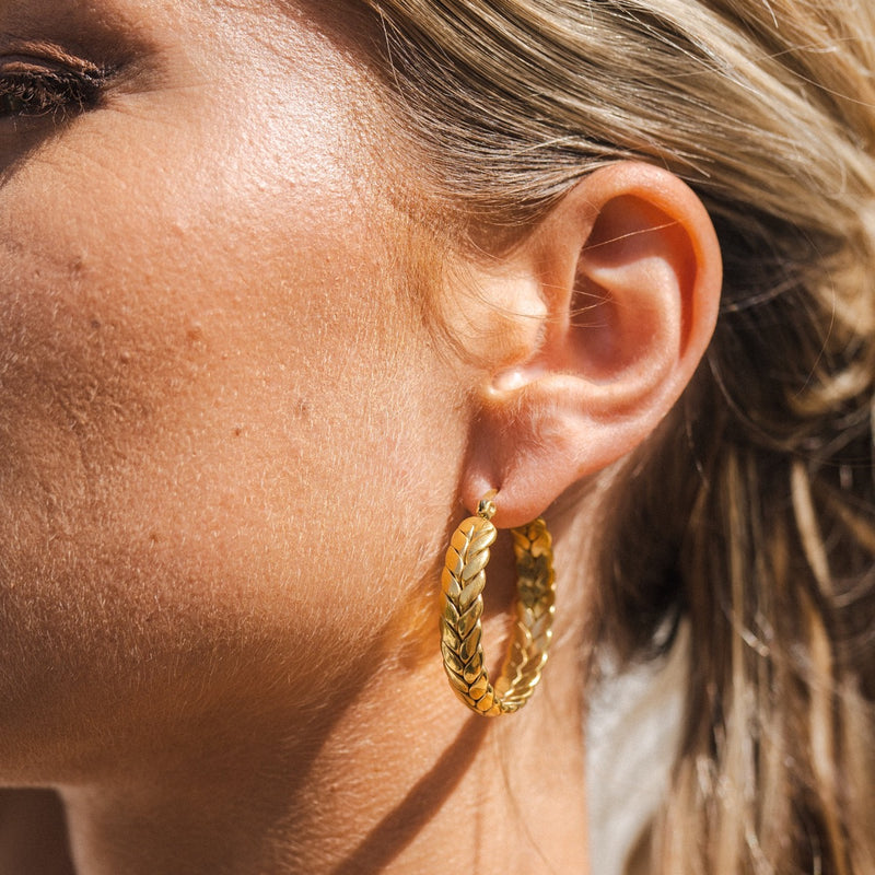 Woven Hoop Earrings - 18k Gold Plated