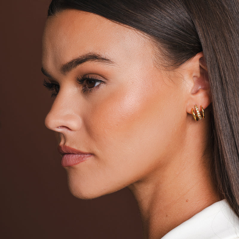 Isabella Stone Hoop Earrings - Gold