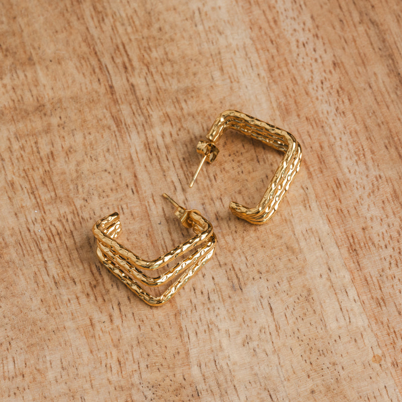 Amelie Triple Split Earrings - Gold