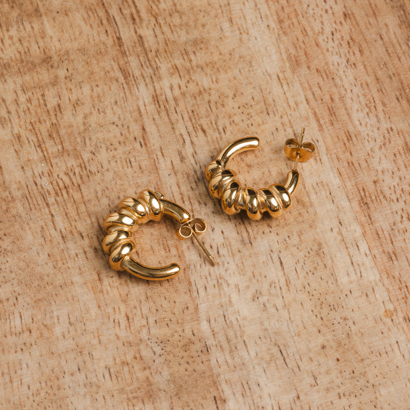 Half Croissant Hoop Earrings - Gold