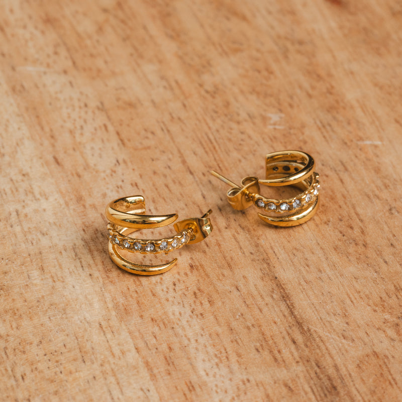 Isabella Stone Hoop Earrings - Gold