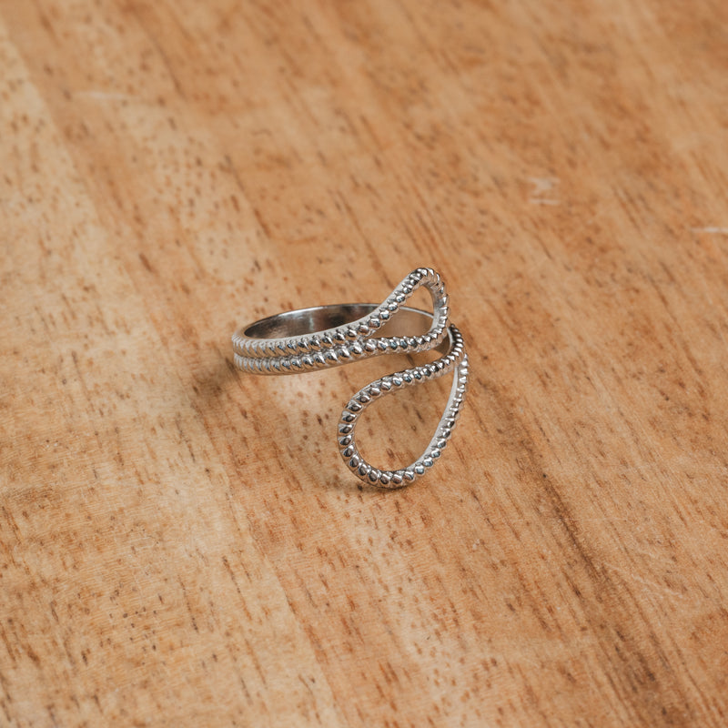 Ava Abstract Adjustable Ring - Silver