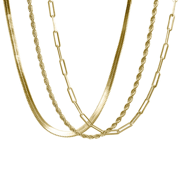 Minimal Chains 3 Piece Bundle - (Snake, Clip, Rope) - Gold