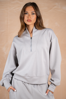 Soft Scuba Quarter Zip Sweatshirt - Grey