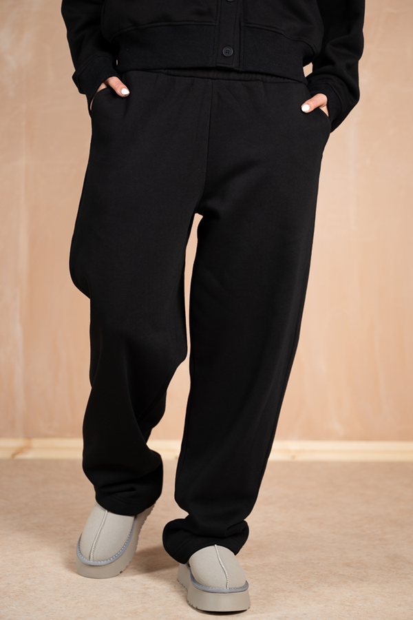 Relaxed Jersey Straight Leg Jogger - Black