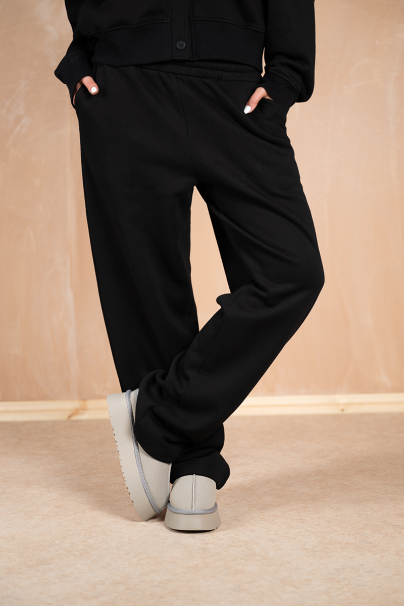 Relaxed Jersey Straight Leg Jogger - Black