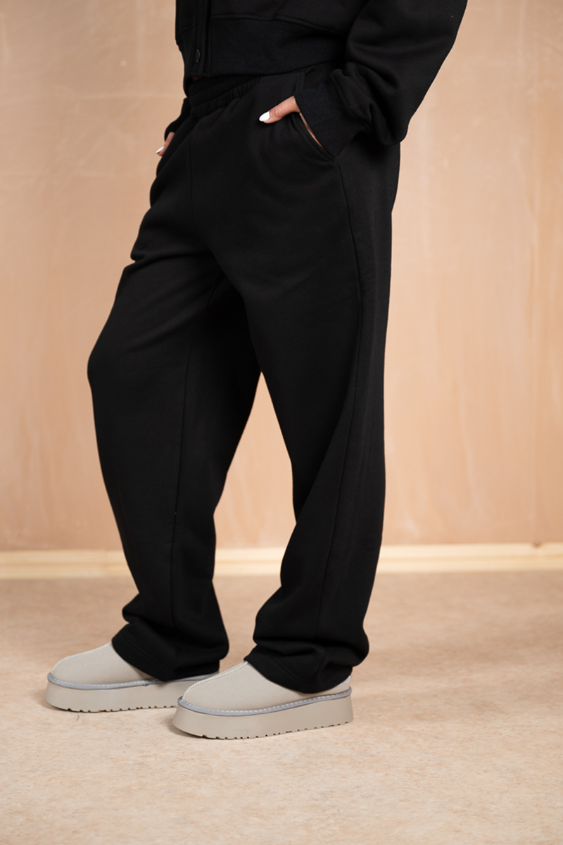 Relaxed Jersey Straight Leg Jogger - Black