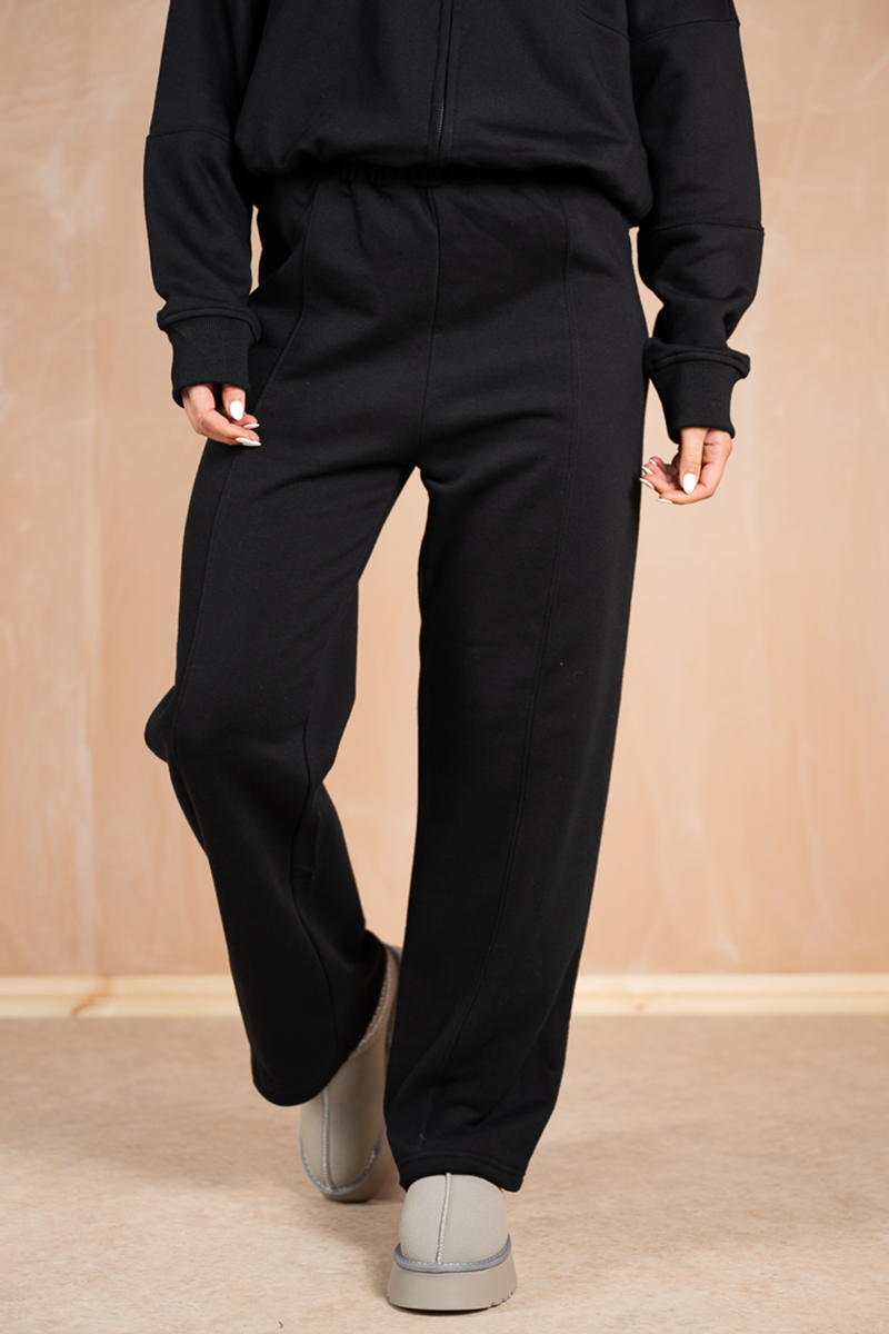 Relaxed Straight Leg Joggers - Black