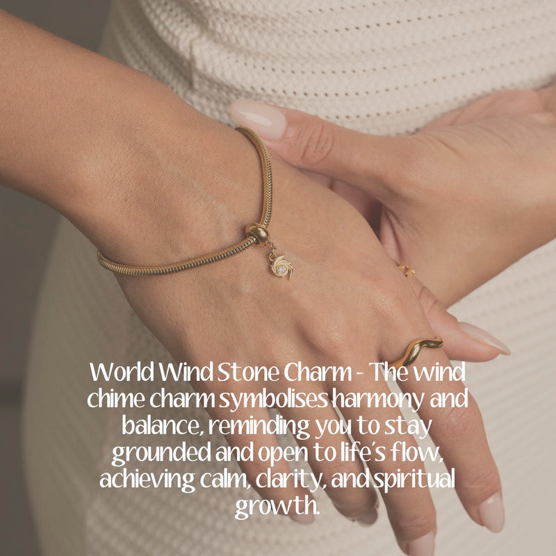 World-Wind Stone Charm - Gold