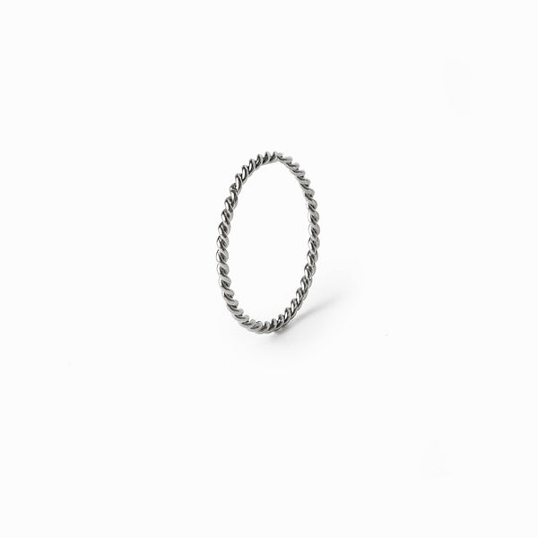 Thin Rope Twist Chain Ring - Silver