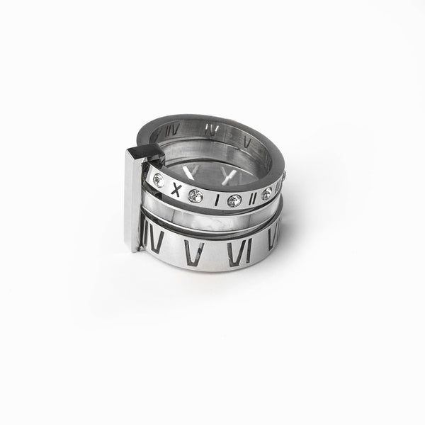 Triple Stack Stone Ring - Silver
