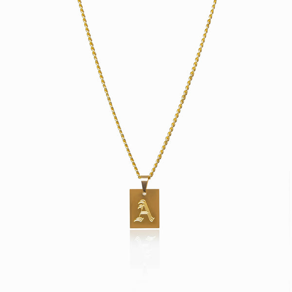 Personalised Old English Letter Necklace - Gold