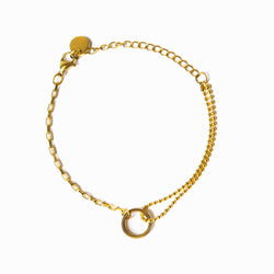 Tennis Box Pendant Bracelet - Gold