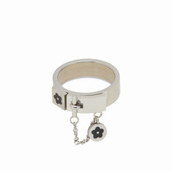 Flower Lock Charm Ring - Silver