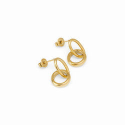 Double Link Hoop Earrings - Gold