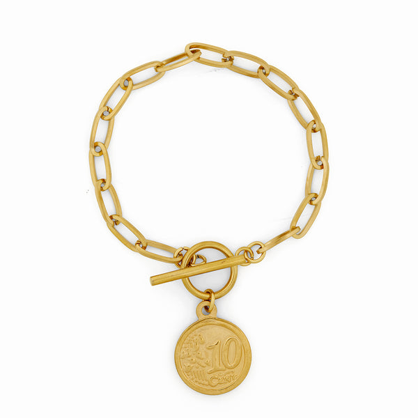 10 Cent Toggle-Anhänger Armband - Gold