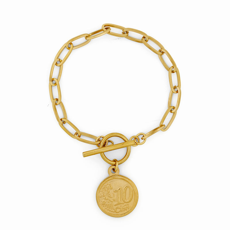 10 Cent Toggle Pendant Bracelet - Gold