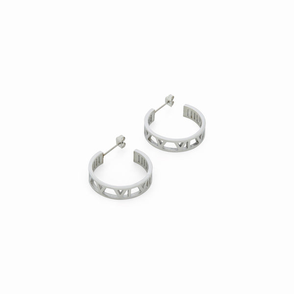 Hollow Numeral Earrings - Silver