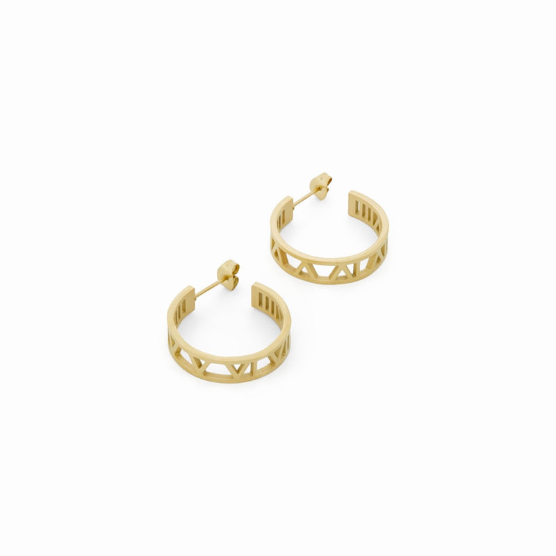 Hollow Numeral Earrings - Gold