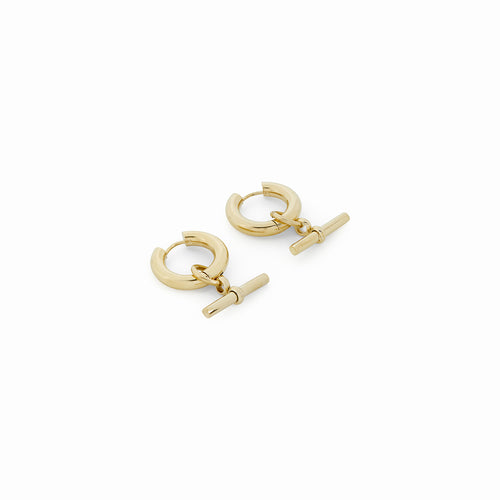 T-Bar Hoop Earrings - Gold