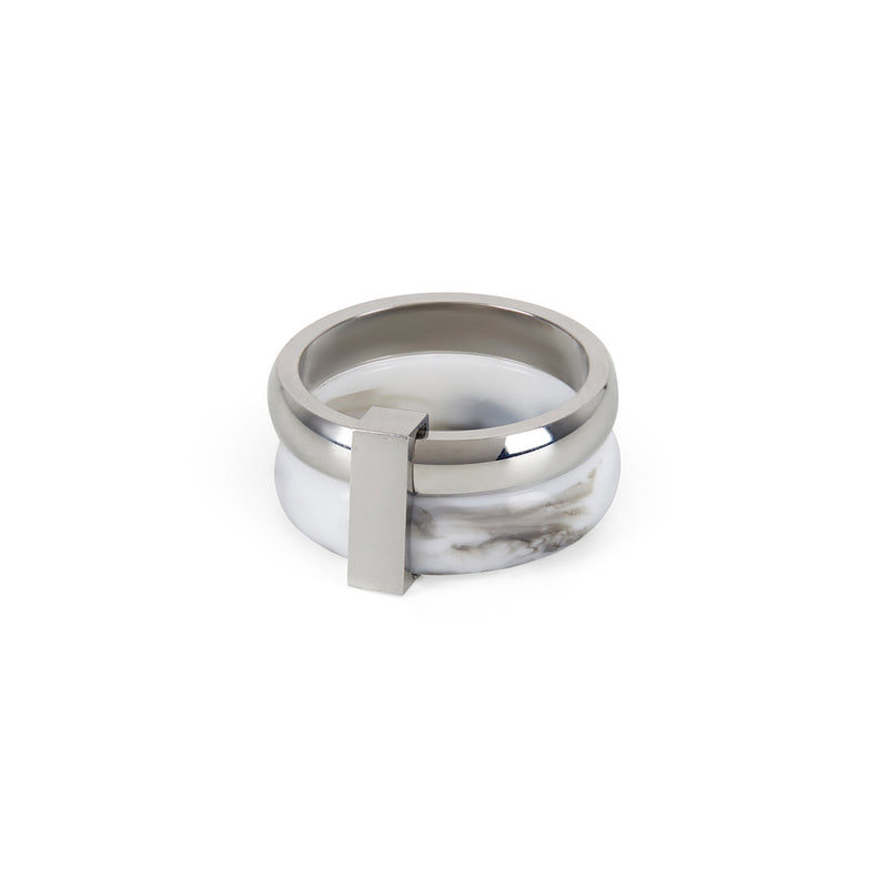 Layered Marble Ring - Silver