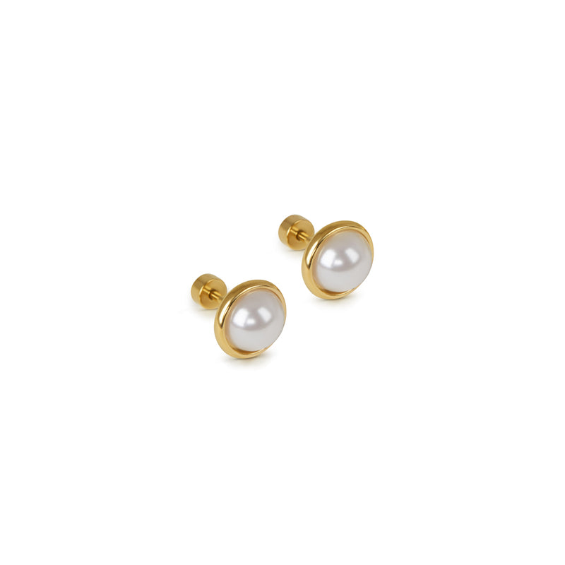Pearl Stud Earrings - Gold