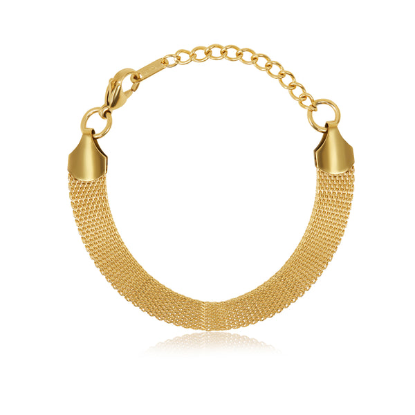 Mesh Loop Lock Chain Bracelet - Gold