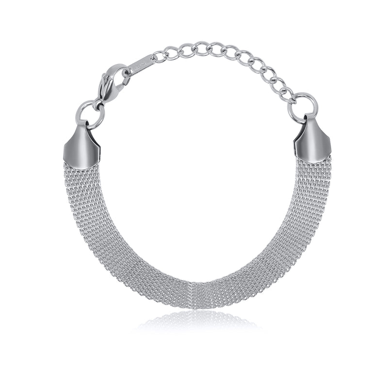 Mesh Loop Lock Bracelet - Silver