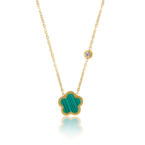 Clover Pendant Necklace - Gold/Green