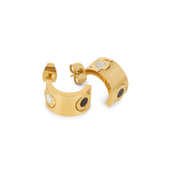 Monochrome Numeral Stud Earrings - Gold