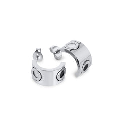 Monochrome Numeral Stud Earrings - Silver