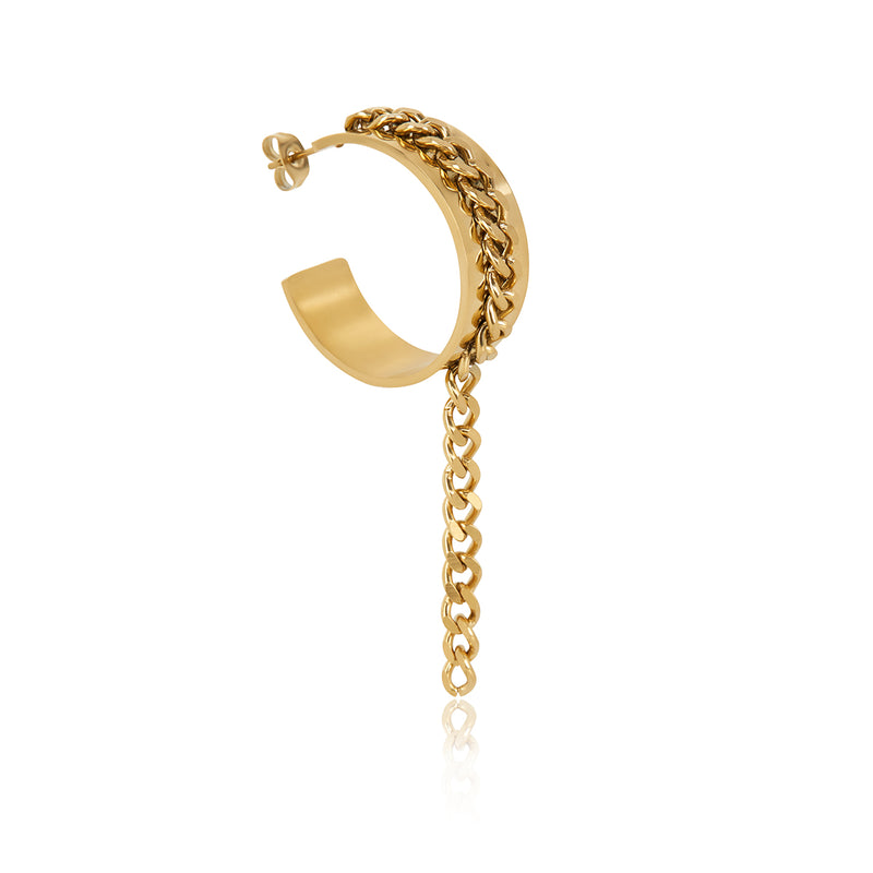 Cuban Conveyor Dangle Earrings - Gold