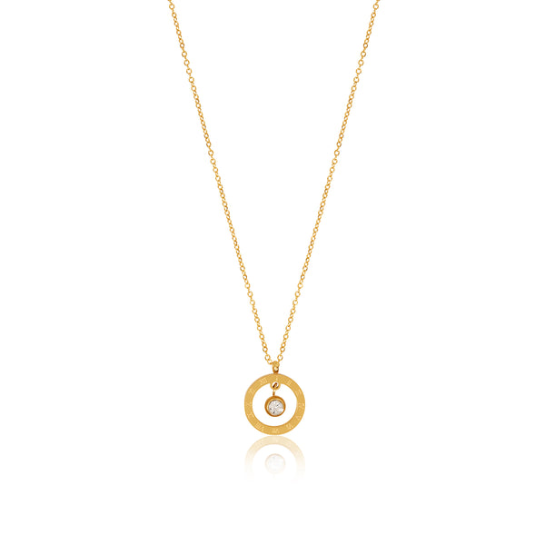 Alea Numeral Stone Necklace - Gold