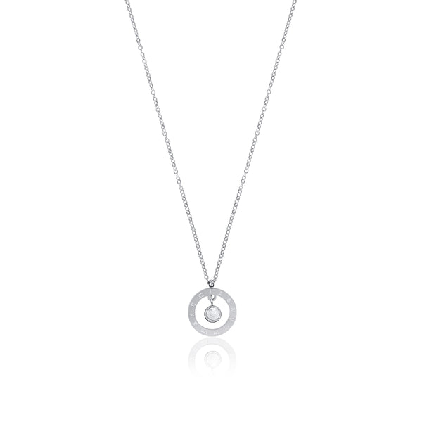 Alea Numeral Stone Necklace - Silver