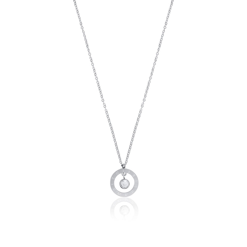 Alea Numeral Stone Necklace - Silver