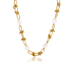 Pearl Knot Necklace - Gold