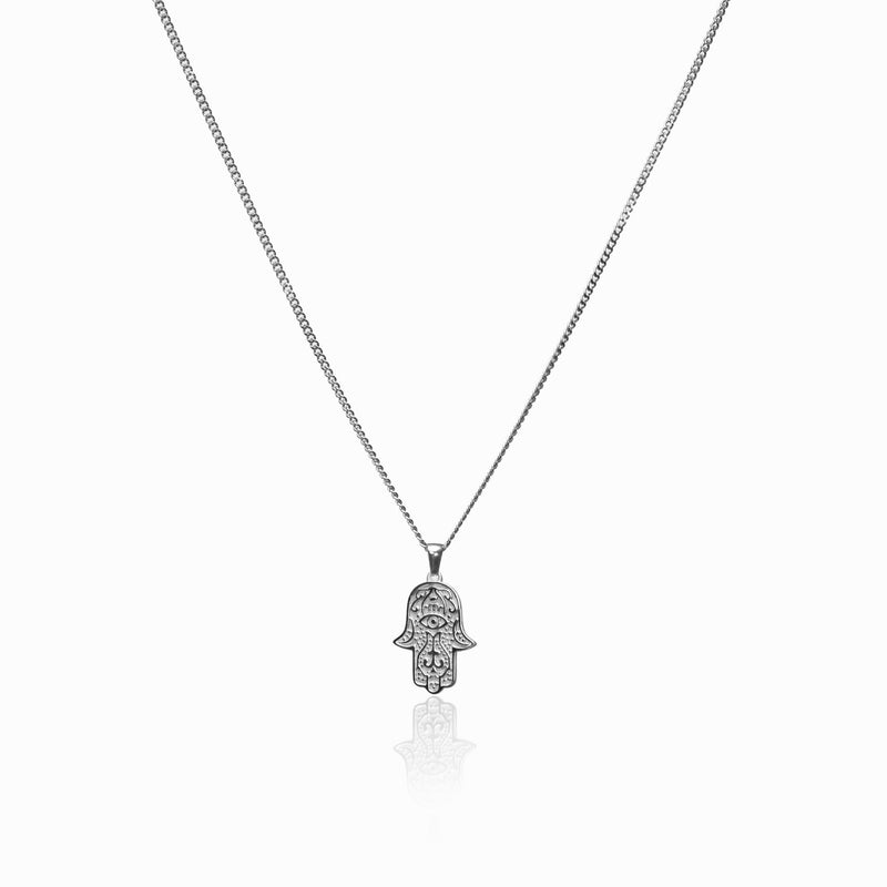 Hamsa Hand Necklace - Silver