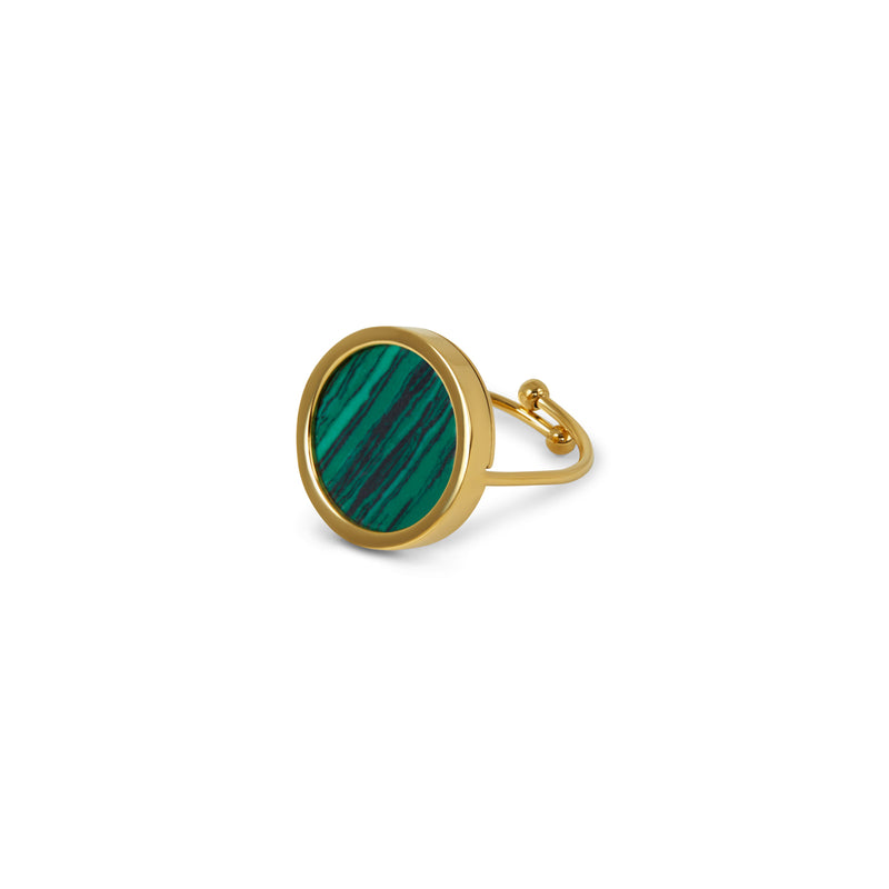 Marble Adjustable Ring - Gold/Green