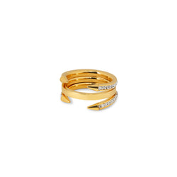Four Point Nail Stone Ring - Gold