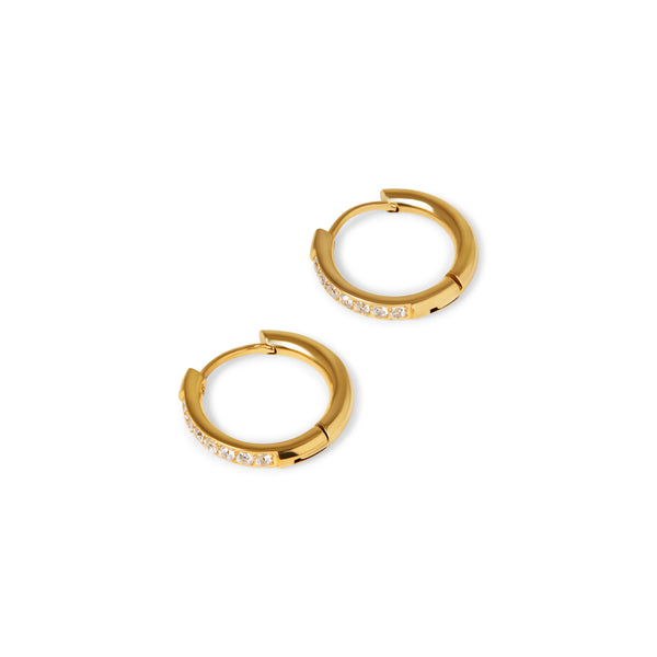 Arielle Stone Hoop Earrings - Gold