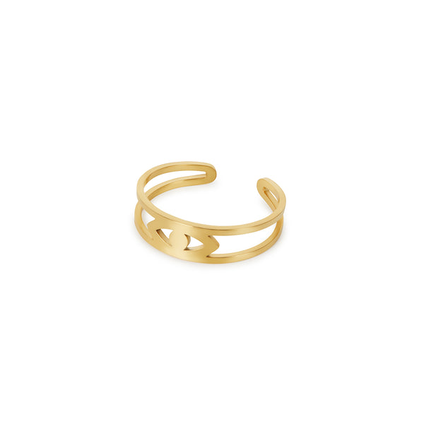 Evil Eye Adjustable Ring - Gold