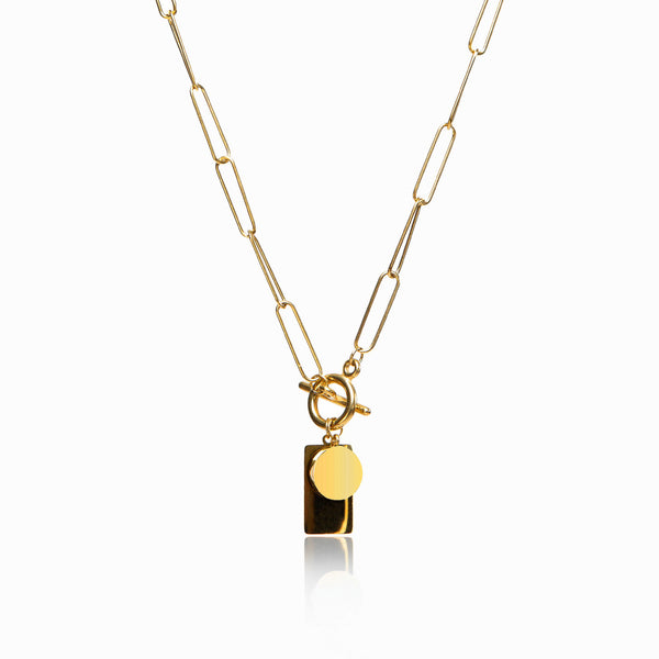 Rectangle Toggle Chain Necklace - Gold