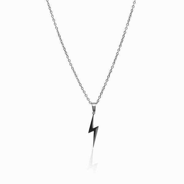 Lightning Bolt Pendant Necklace - Silver