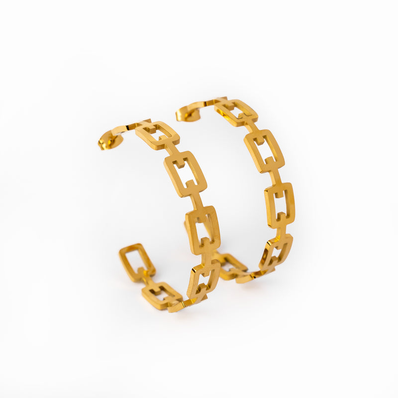 Geometric Hoop Earrings 18K Gold Plated - Gold