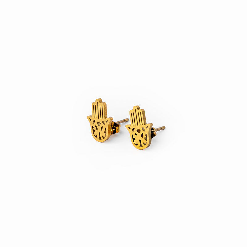 Hamsa Hand Stud Earrings - Gold