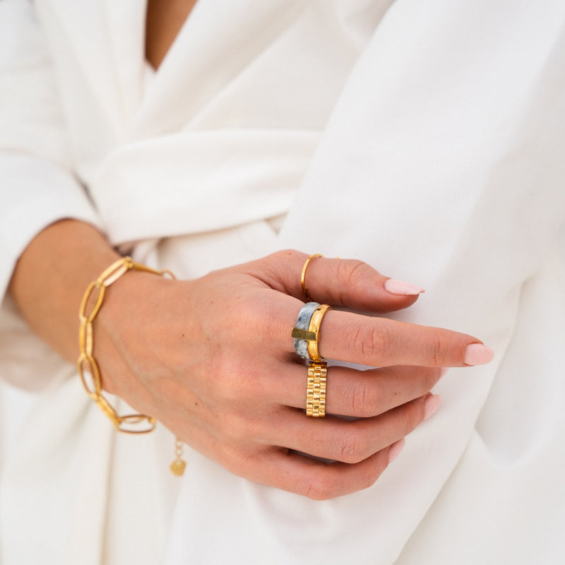 Layered Marble Ring - Gold