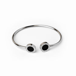 onyx bangle bracelet-silver