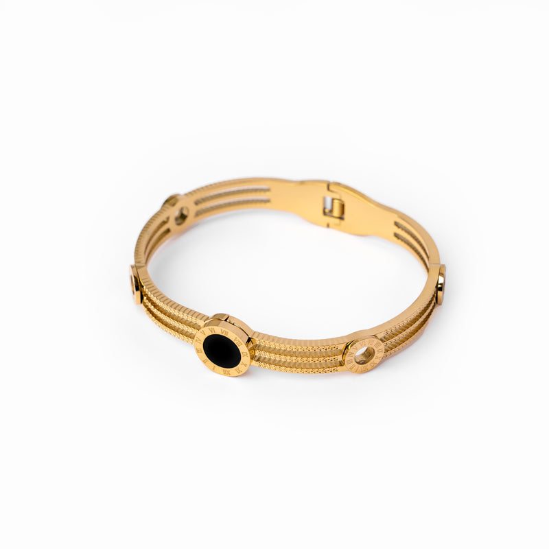 Onyx Gears Bracelet 18k Gold Plated - Gold